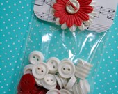 Unused Vintage Buttons in Red and White