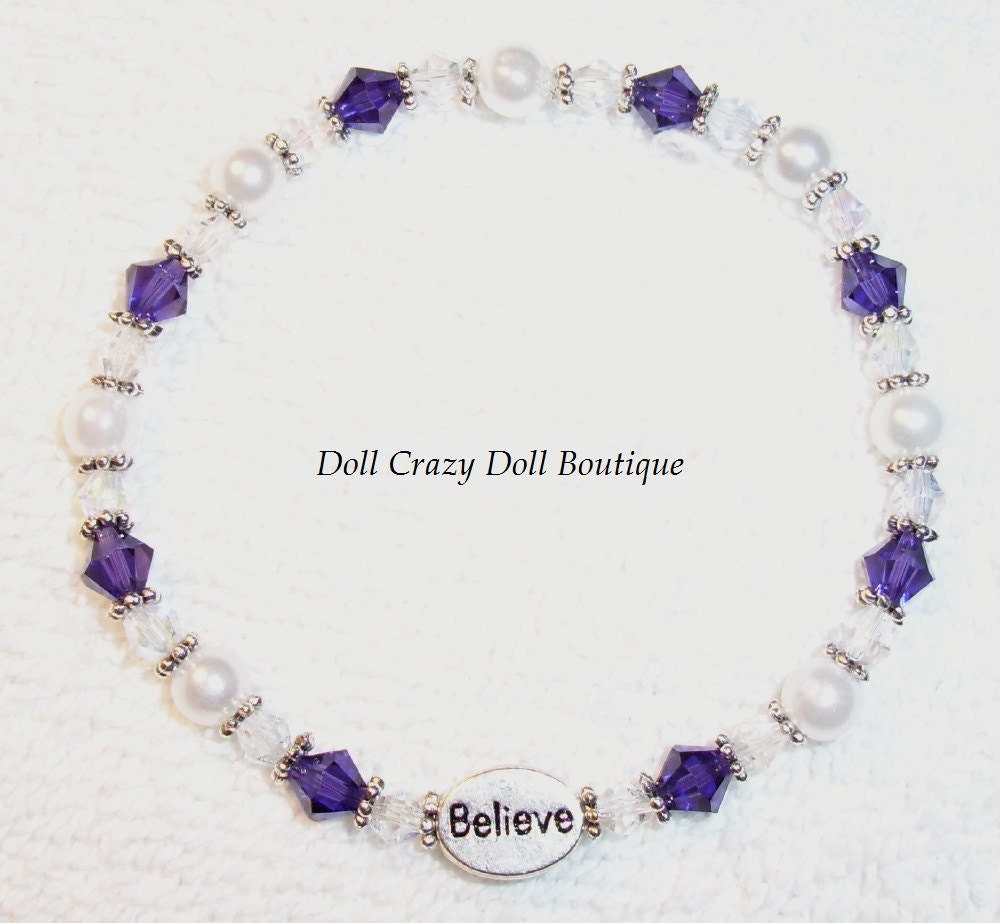 Pancreatic Cancer Believe In A Cure Crystal Bracelet
