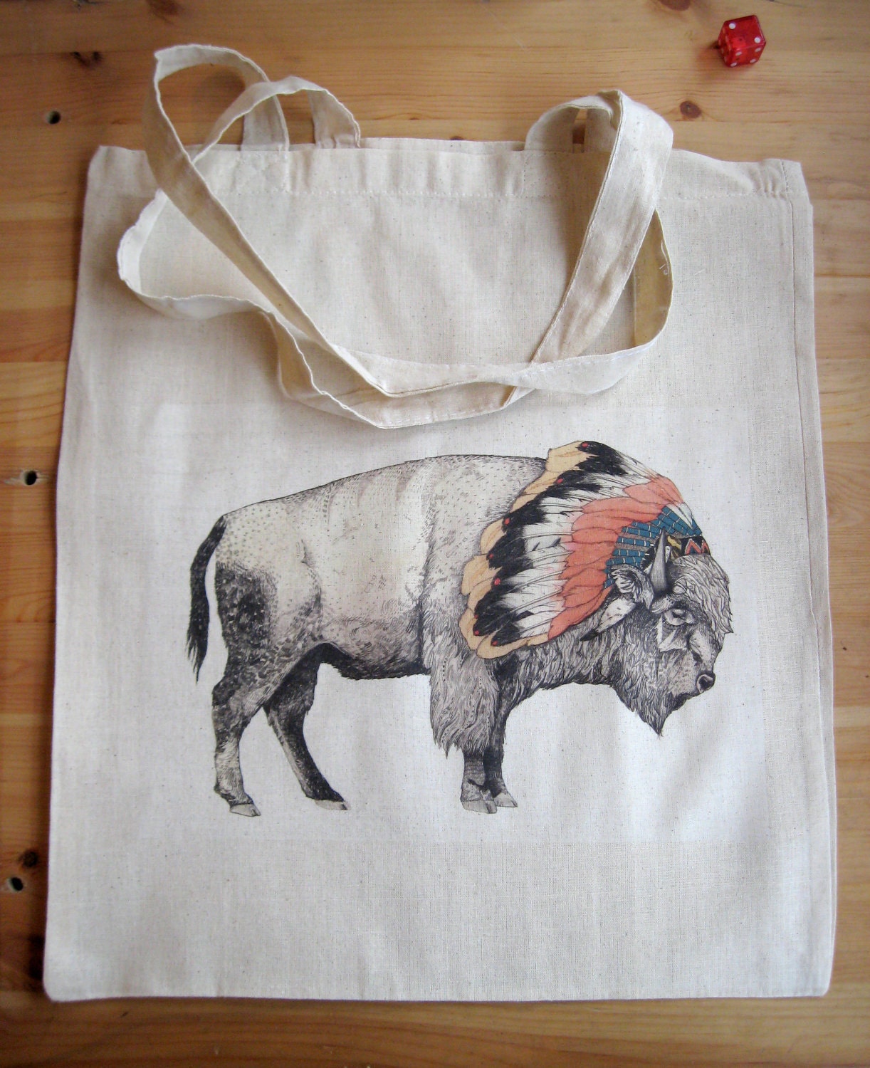 White Bison Cotton Tote Bag