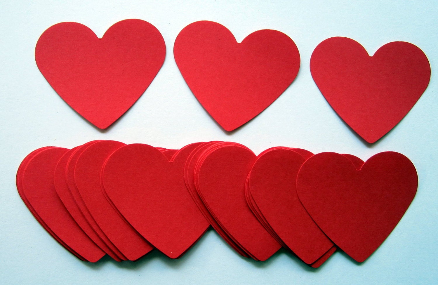 30 Jumbo Red Hearts Paper Piecing Embellishments Scrapbooking Confetti