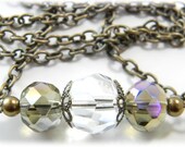 Crystal  Brass Necklace with Bronze Gold Firepolished Czech Beads