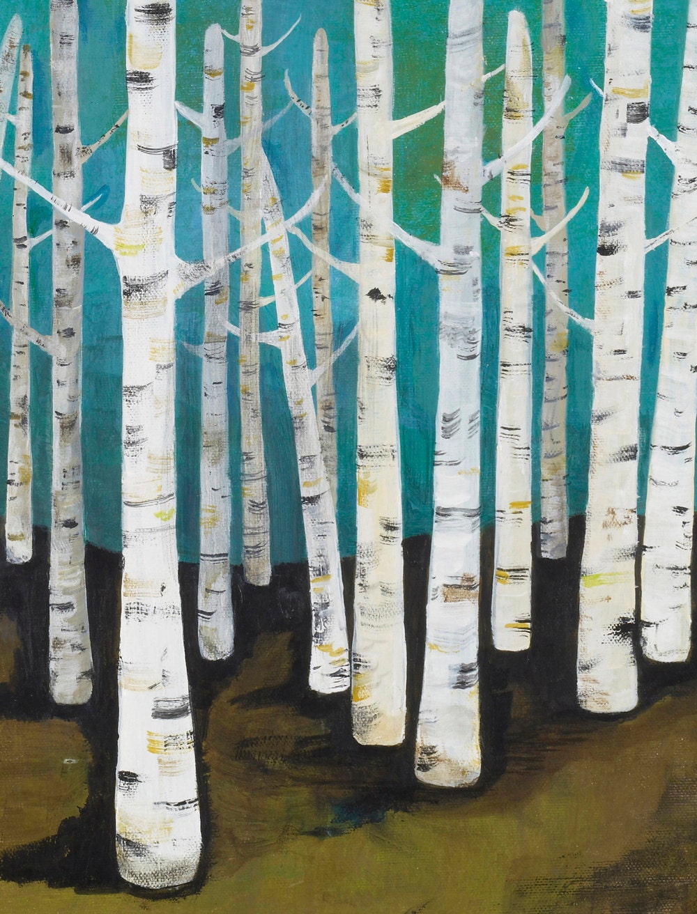 Large Birch Tree Forest Archival Print