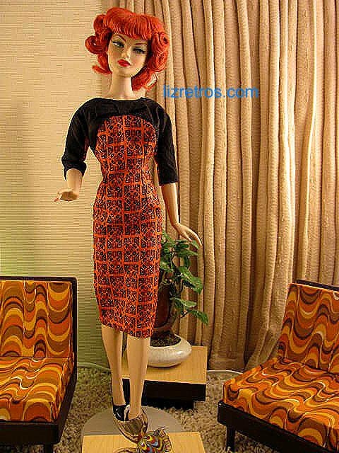 Vintage Inspired Orange Print Sheath for Gene and pals by RETROS FREE Shipping US