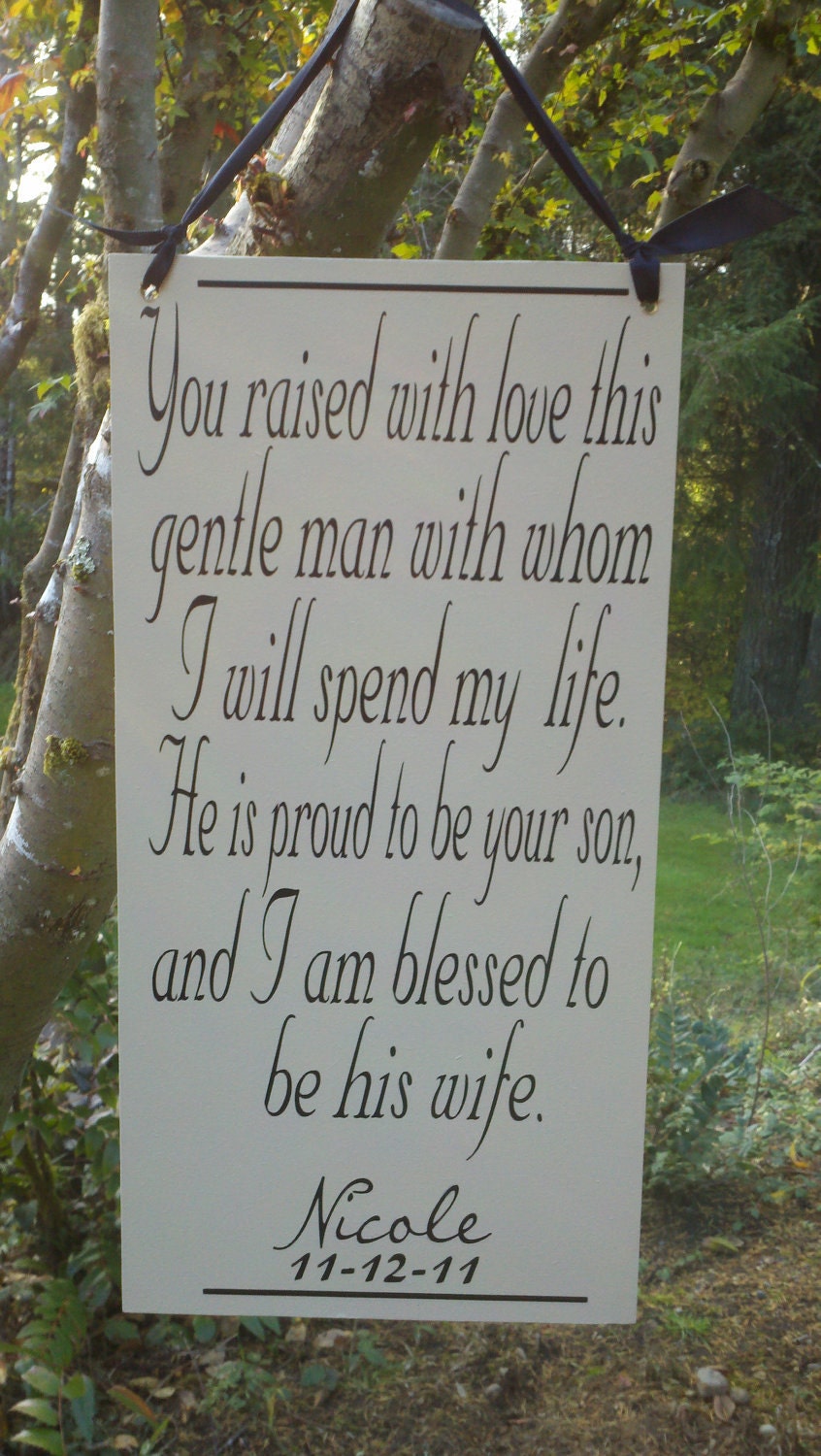 Mother of the Groom Gift, on ivory board. This is sure to bring happy tears, Wedding Sign