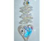 Wild Heart Crystal Beaded Aurora Borealis Suncatcher Magical Dancing Rainbows Car Charm