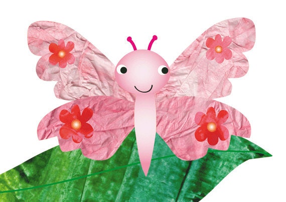 Pink butterfly - 8x10 Nursery Print