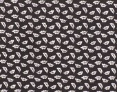 R J R  Fabrics  -  Off White leaves on black background