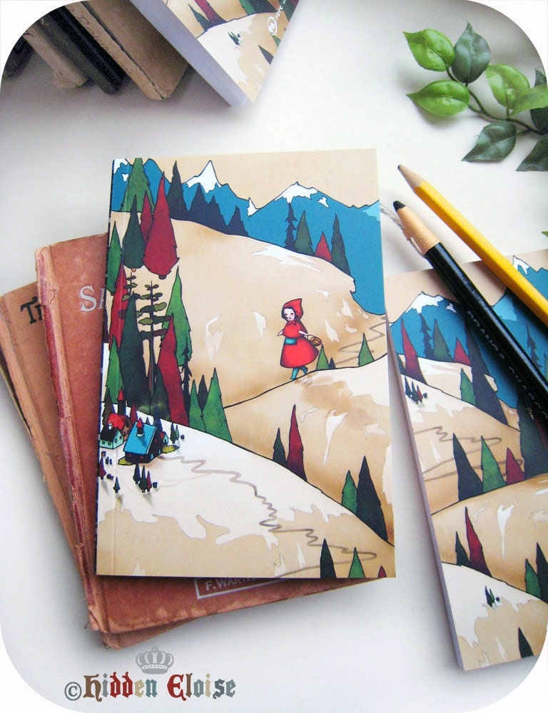 Girl Notebook, Girl Diary, Journal, Whimsical Notebook, Alpine Notebook, Fairytale Diary, Woodland forest whimsical notebook