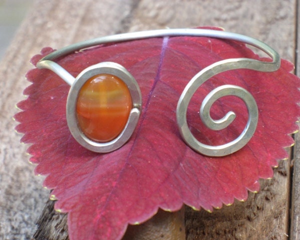 Sprial Bracelet with Orange Stone