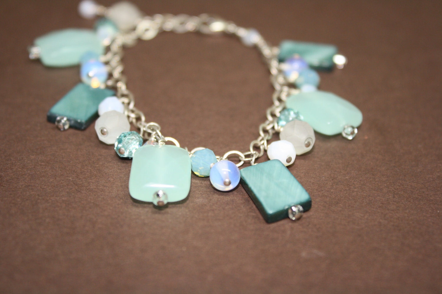 Sterling Silver Teal and aqua bracelet
