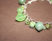 Sterling Silver Aventurine and Chrysophase bracelet