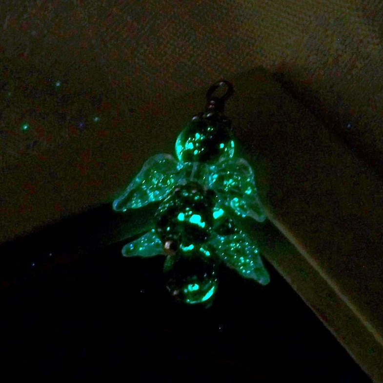 Glow in the Dark Space Angel - Glow in the Dark Blown Glass Guardian Angel with Glowing Aurora Borealis Wings