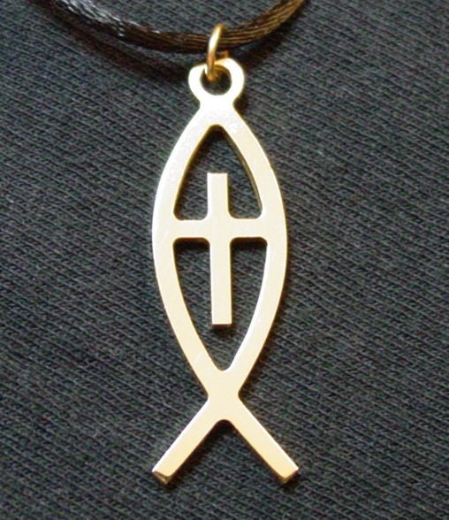 Christian Fish Cross Pendant/Charm (Solid Brass)