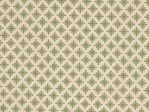 Windham Fabrics - Small Green Snowflakes on Cream Background