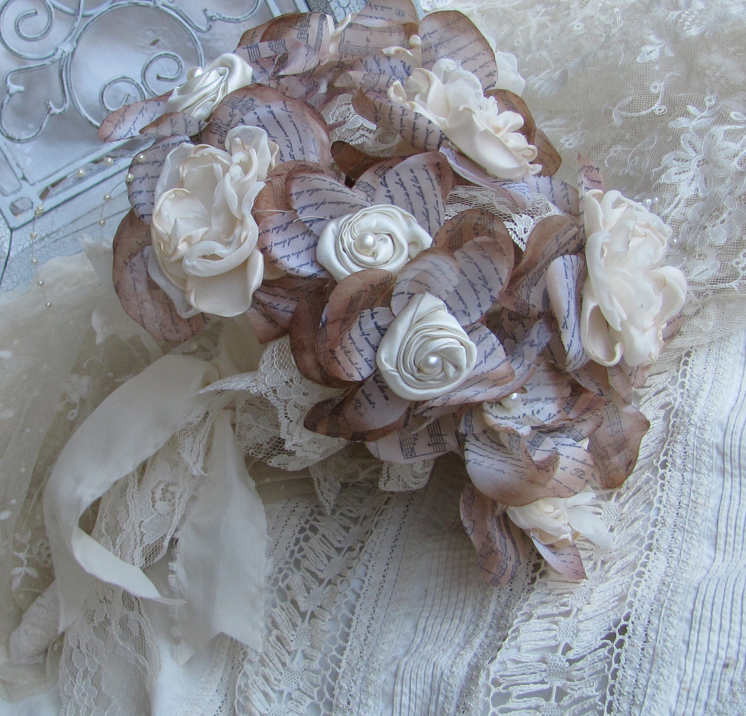 Fabric Hand stamped Flower Bouquet Custom Order any color by My Broken Art on Etsy