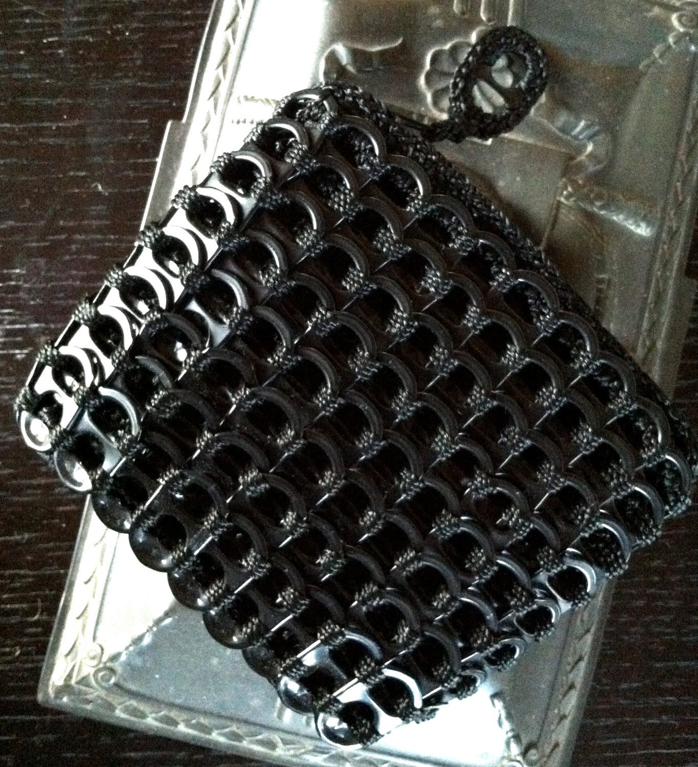 Soda Pop Tab Coin Mini Purse Wallet Bag Handmade Handcrafted Sustainable Gift JET BLACK luxboheme