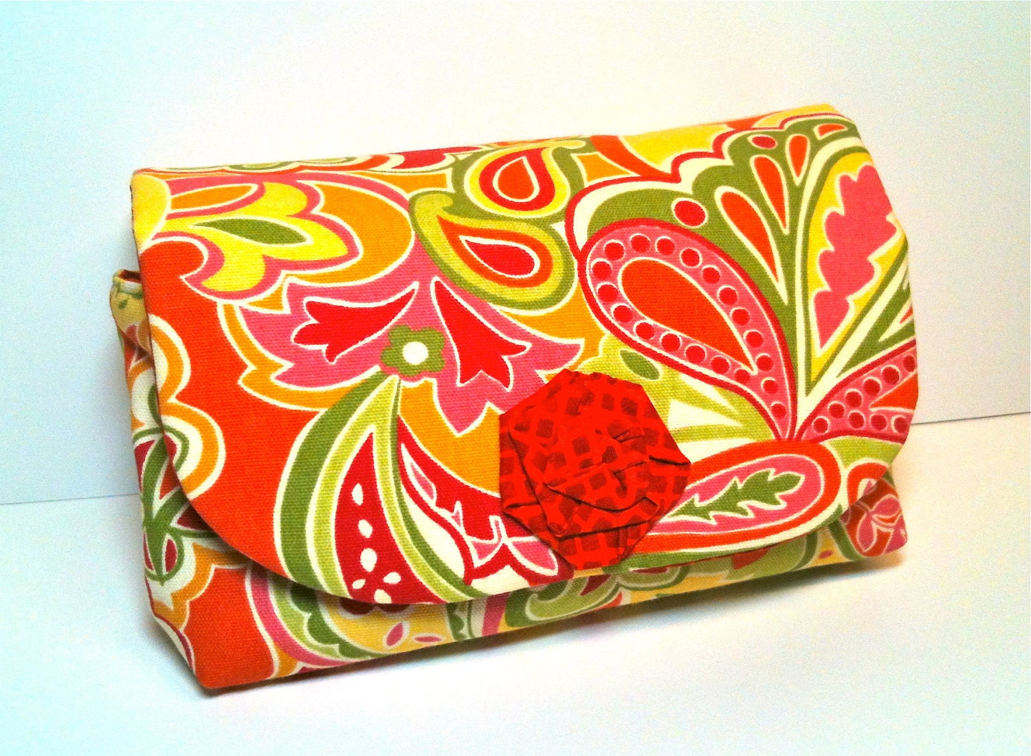 Clutch for Diapers and Wipes in Paisley Print