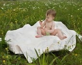 Organic Cotton Baby Blanket-  Hand Guided Quilting - 42" x 54"