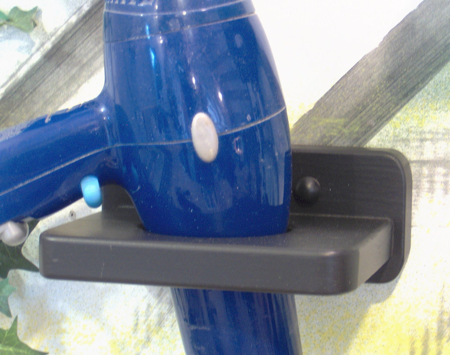 Black wood blow dryer holder