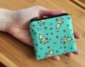 SALE Jade Fawns Zipper Bag Change Purse Retro Cotton 3"