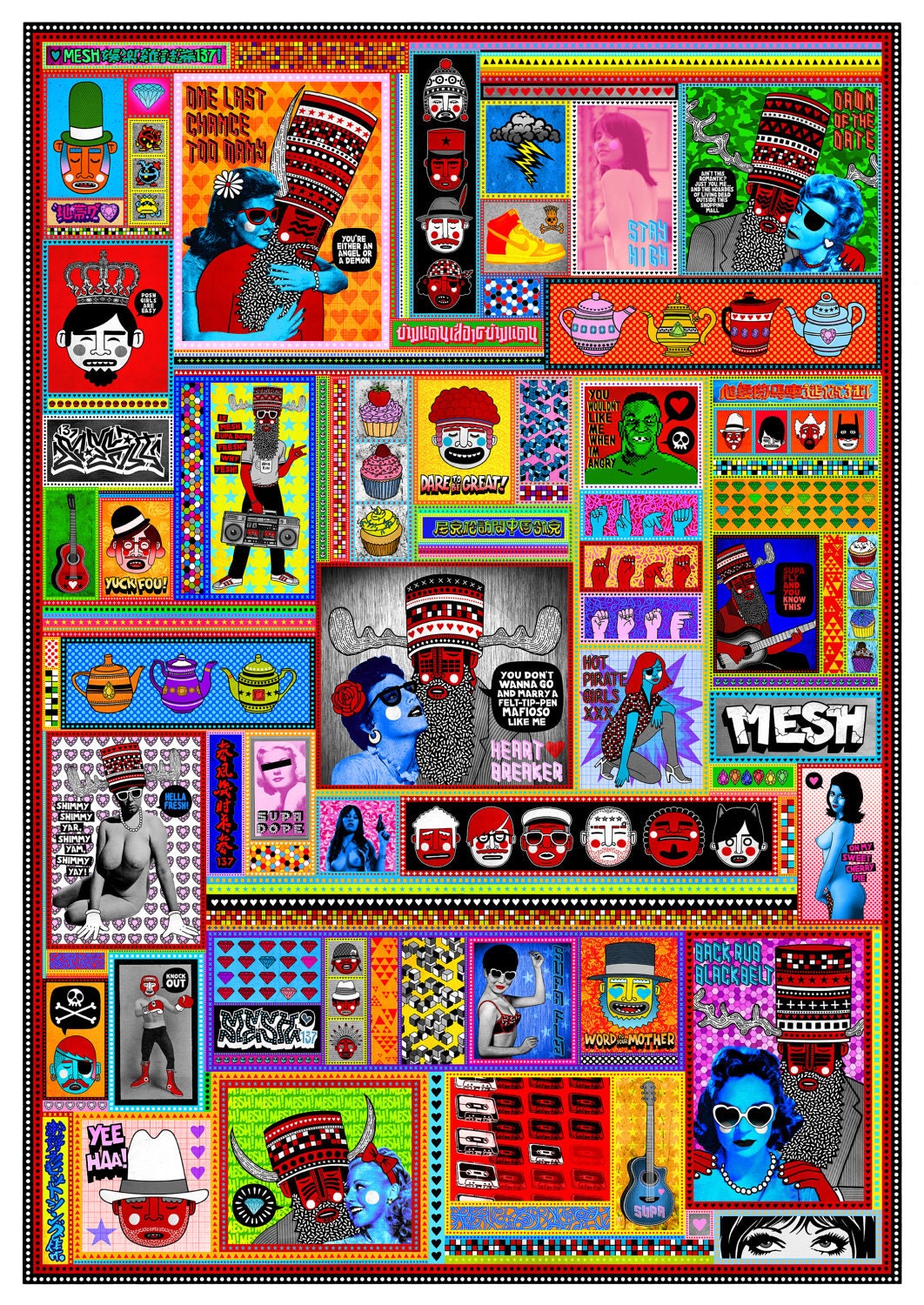 Mesh Mash Up - contemporary art print A0