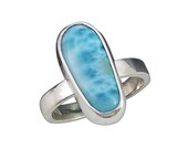 Larimar and Sterling Silver Ring, Size 7  r7larf1934