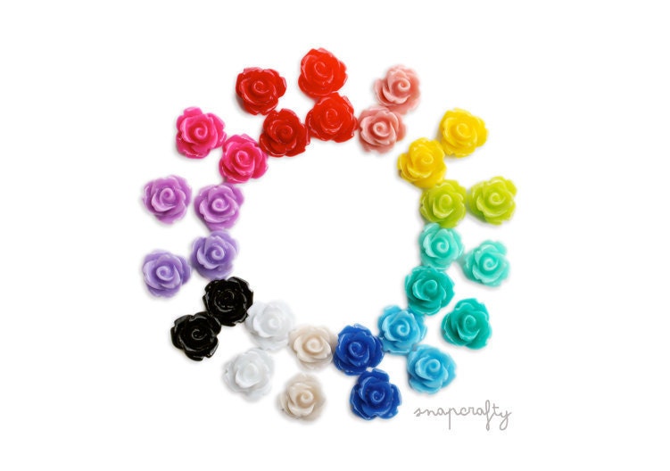 you choose 40pcs icing rose 10mm flower cabochons