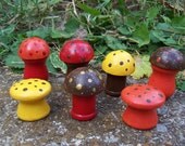 Painted Wooden Mushroom Party Favors 24 Pieces Custom