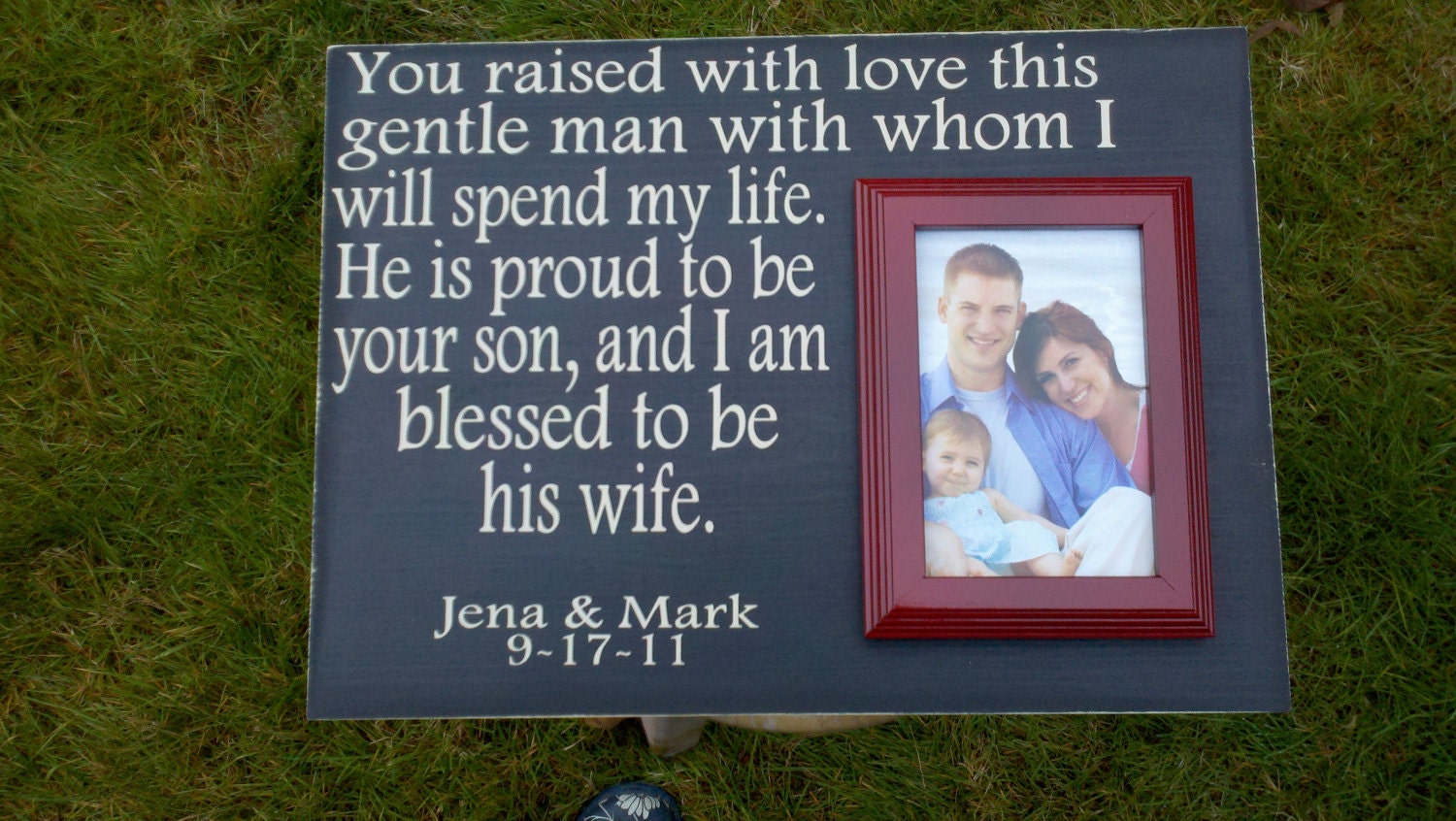 Mother of the Groom Gift, Custom personalized Picture Frame, hand painted board, with attached frame, Wonderful Gift