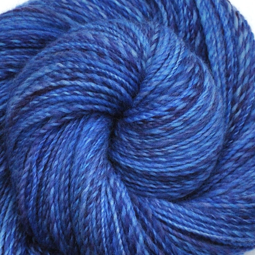 Handspun yarn - BLUE MOON - Hand dyed Corriedale wool, fine sport weight, 380 yards
