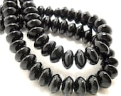 Black Onyx Saucer Rondelle Gemstone Beads