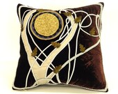 Lord of the Rings inspired pattern on Pillow,  plum Velvet:  AR-02