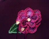 Leaves and Flower Corsage Brooch with Charms and Ribbons