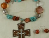 Western Cross Cowgirl Necklace Turquoise
