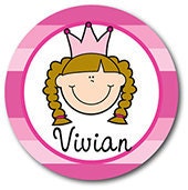 Personalized Melamine Plate  --- Pink Princess --Customize hair color