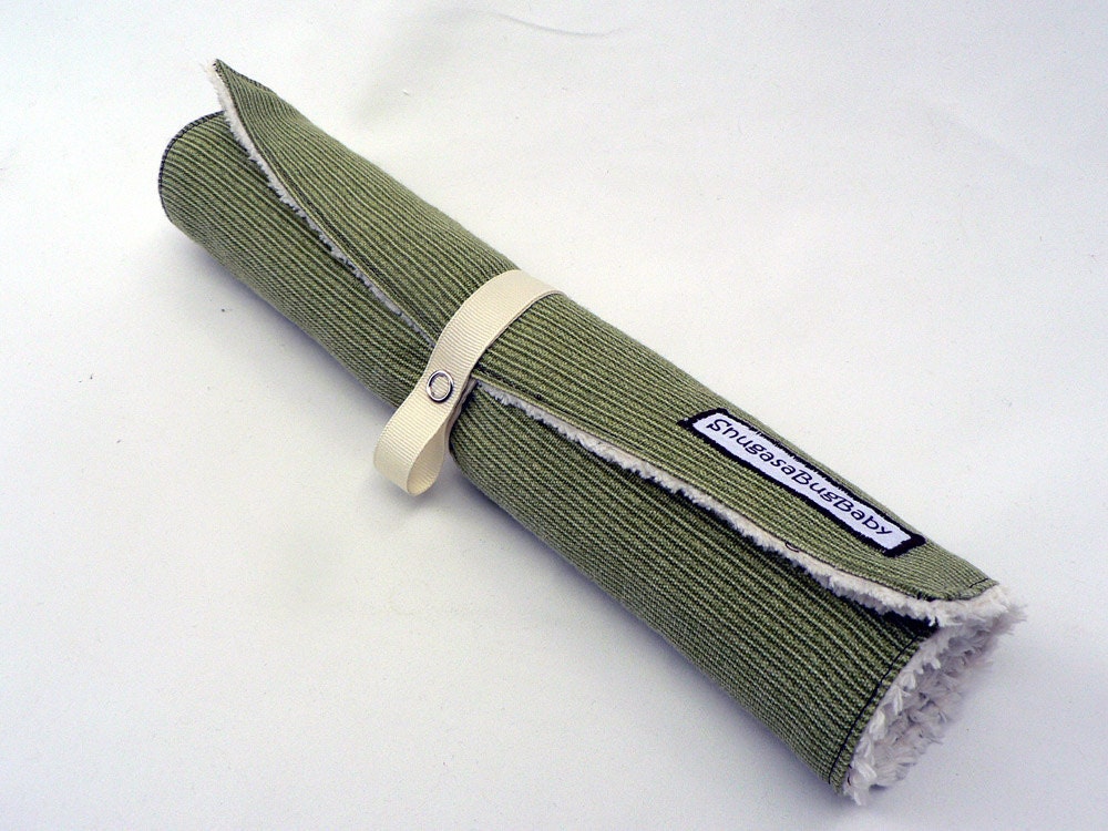 Green Striped Diaper Changing Mat with Chenille Surface