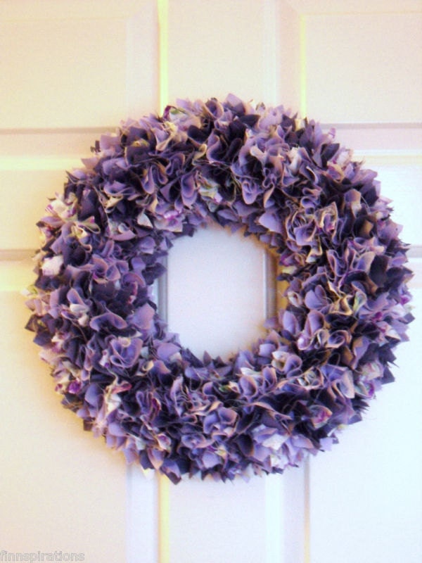BEAUTIFUL Purple and Lilac Fabric Wreath Door/Wall Decoration