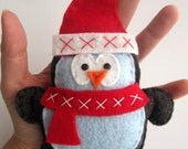 Cyber Monday Penguin Christmas Ornament, Felt Penguin Christmas Ornament - FREE SHIPPING