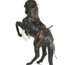 Leather Rearing Horse Vintage Model Toy Sculpture