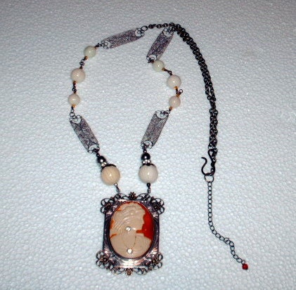 Vintage Assemblage Upcycled Victorian Cameo Necklace