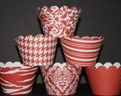 Rust white Standard Cupcake Wrappers Classic Collection wedding damask zebra striped polka dots.... Il_170x135