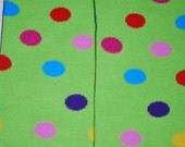 Baby Leg Warmers and Toddler Leg Warmers - free shipping - green rainbow dots
