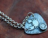 Silver crab necklace with cubic zirconia