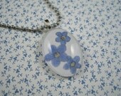 Oval Glass Tile Forget Me Not Pendant
