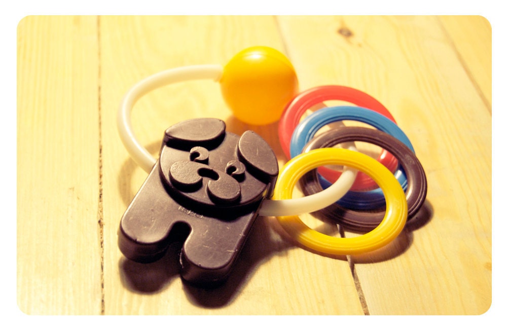 SALE - 20 PERCENT OFF Danish design retro dog toy rattle.