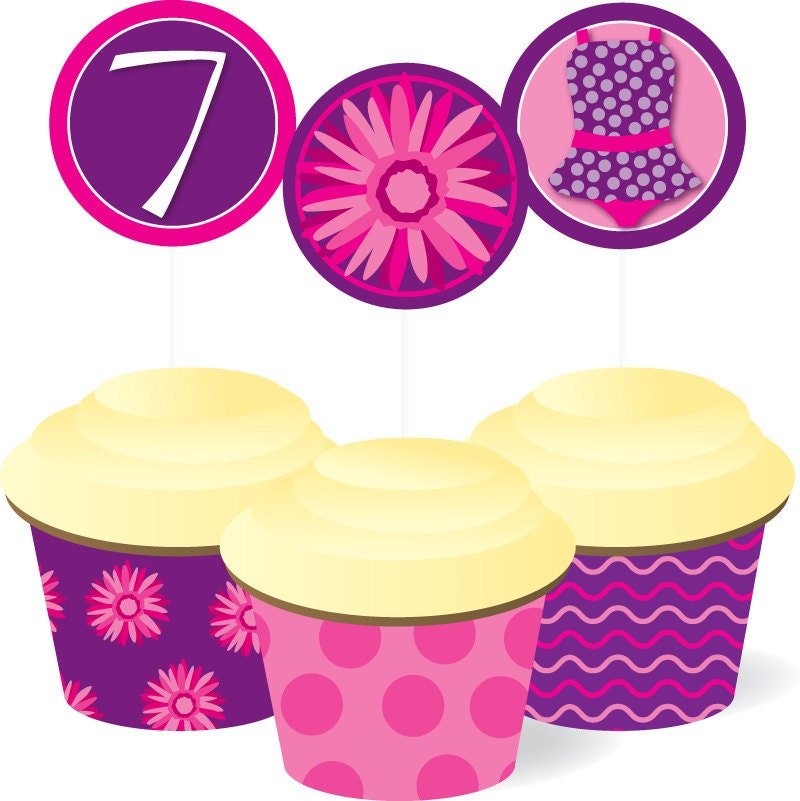 Girl Pool Party Cupcake Package