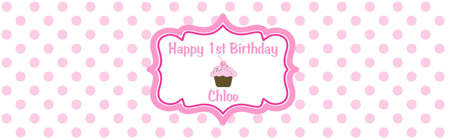 Cupcake Themed Water Bottle Labels - Cupcake Birthday Party Decorations in Hot & Light Pink (12)