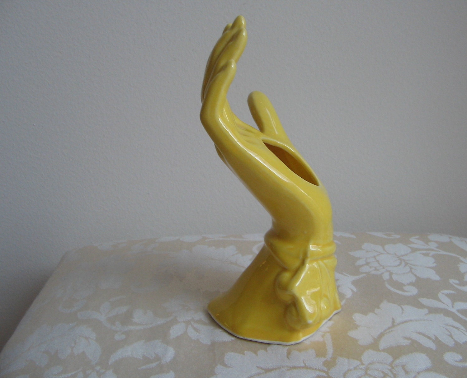 Vintage McCoy Vase Hand Yellow Pottery 1940's