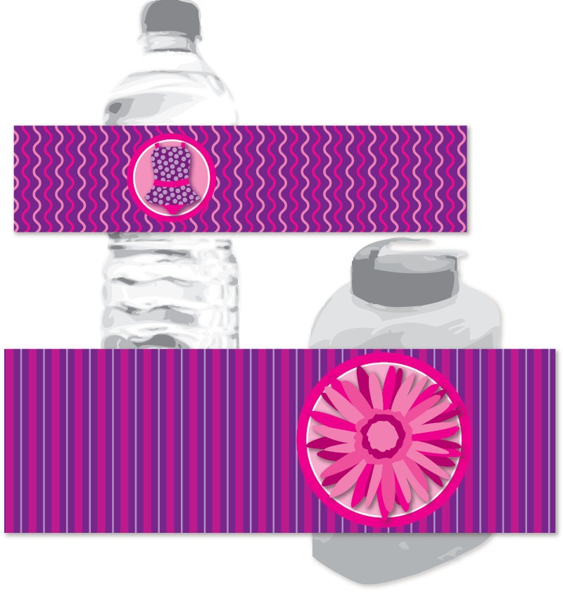 Girl Pool Party Water Bottle and Juice Box Wrappers