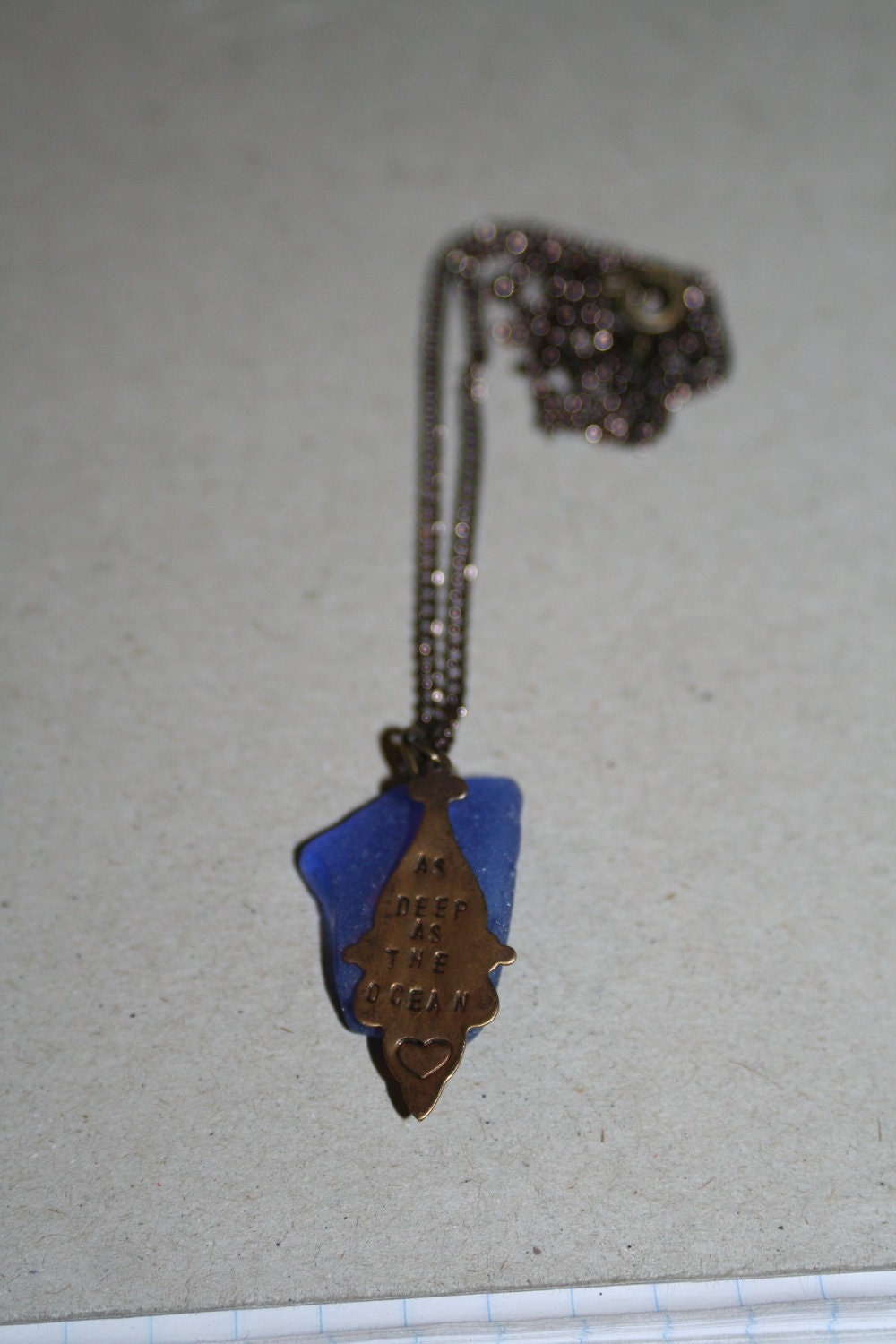Black Friday and Cyber Monday Sales As Deep As The Ocean Hand Stamped Blue Sea Glass Necklace